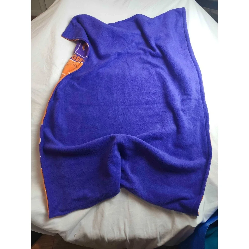 Clemson University Tigers Fleece Throw Blanket One Size Orange Blue Patchwork‎